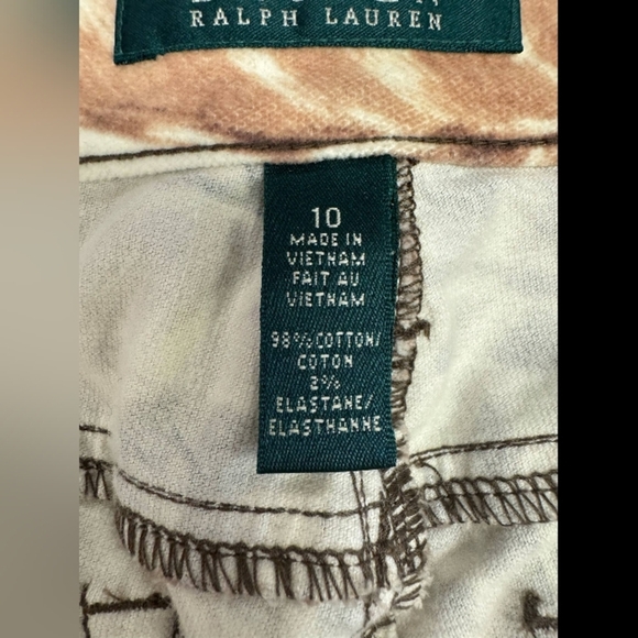 Lauren Ralph Lauren NWT Creme/Tan Feather Stretch Skinny Velvety Pants Size 10 - Picture 11 of 12